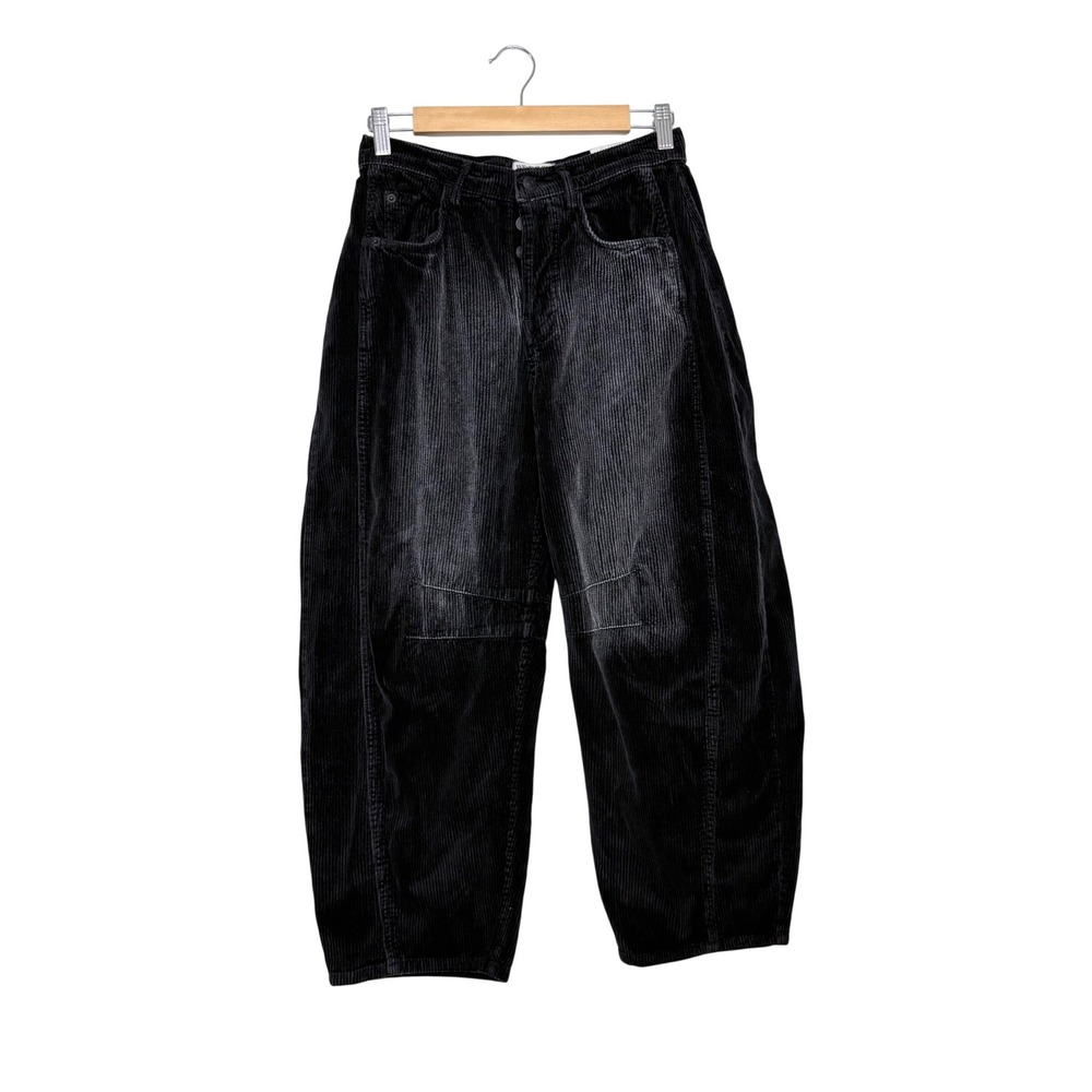 NEW We The Free Free People Good Luck Corduroy Barrel Pants Charcoal Gray